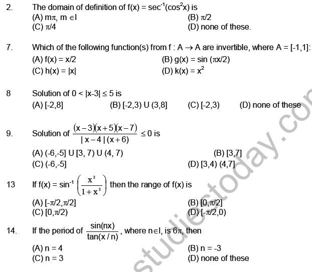 relation and function class 11 mcq pdf
